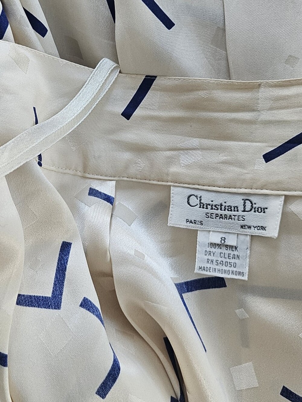 Vintage 80s Christian Dior Separates Silk Abstract Pleated Midi Skirt Size 8 - Picture 11 of 11
